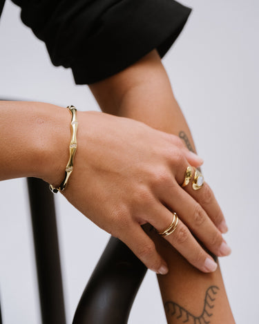 TILTIL Bracelet Bangle Strassy Bamboo Gold - Things I Like Things I Love