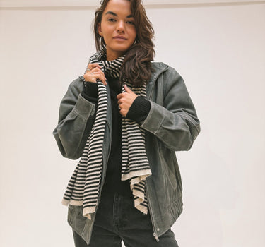 TILTIL Cassy Cashmere Scarf Stripe Black - Things I Like Things I Love