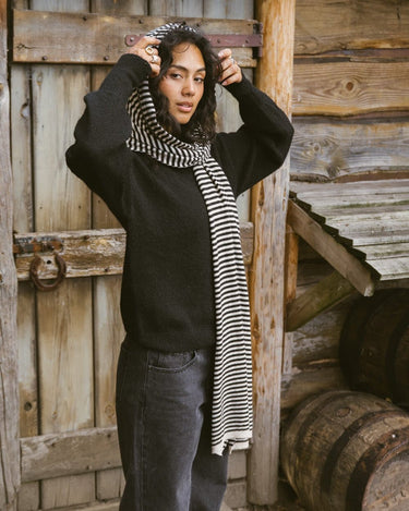 TILTIL Cassy Cashmere Scarf Stripe Black - Things I Like Things I Love