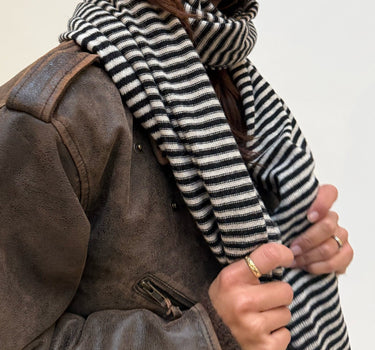 TILTIL Cassy Cashmere Scarf Stripe Black - Things I Like Things I Love