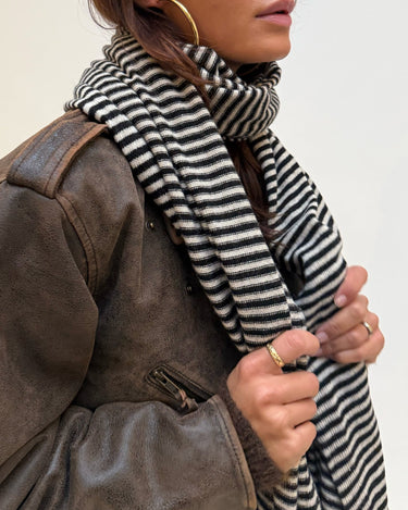 TILTIL Cassy Cashmere Scarf Stripe Black - Things I Like Things I Love