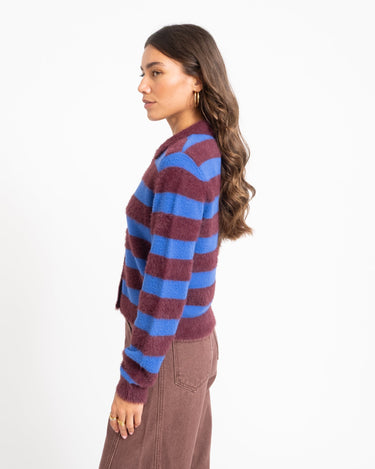 TILTIL Cela Striped Polo Cardigan Plum Cobalt - Things I Like Things I Love