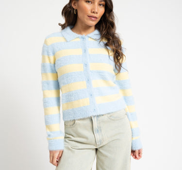 TILTIL Cela Striped Polo Cardigan Yellow Blue - Things I Like Things I Love