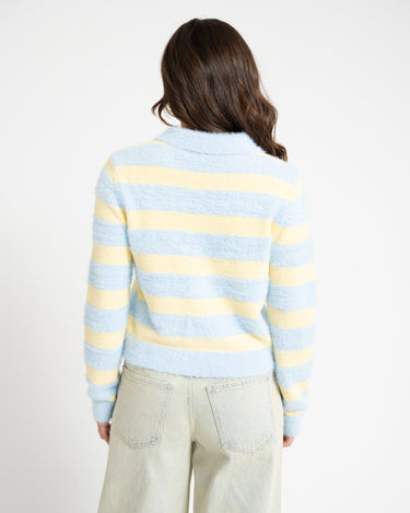 TILTIL Cela Striped Polo Cardigan Yellow Blue - Things I Like Things I Love