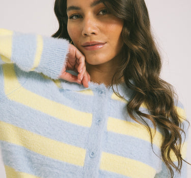 TILTIL Cela Striped Polo Cardigan Yellow Blue - Things I Like Things I Love