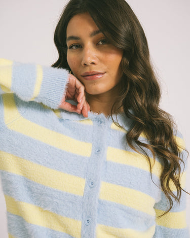 TILTIL Cela Striped Polo Cardigan Yellow Blue - Things I Like Things I Love