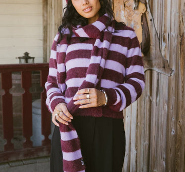 TILTIL Cela Striped Scarf Bordeaux - Things I Like Things I Love