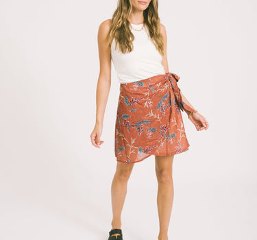 TILTIL Celine Wrap Skirt Brick Flower One Size - Things I Like Things I Love