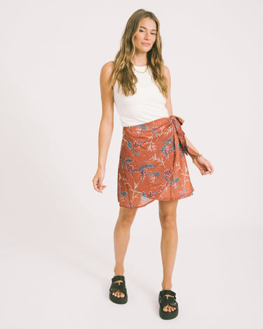 TILTIL Celine Wrap Skirt Brick Flower One Size - Things I Like Things I Love