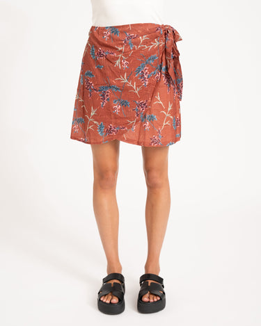 TILTIL Celine Wrap Skirt Brick Flower One Size - Things I Like Things I Love