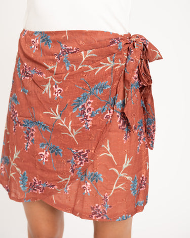 TILTIL Celine Wrap Skirt Brick Flower One Size - Things I Like Things I Love
