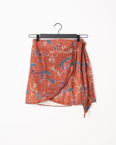 TILTIL Celine Wrap Skirt Brick Flower One Size - Things I Like Things I Love