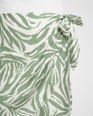 TILTIL Celine Wrap Skirt Green White Zebra Print - Things I Like Things I Love