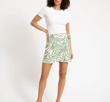 TILTIL Celine Wrap Skirt Green White Zebra Print - Things I Like Things I Love