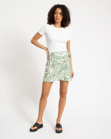 TILTIL Celine Wrap Skirt Green White Zebra Print - Things I Like Things I Love