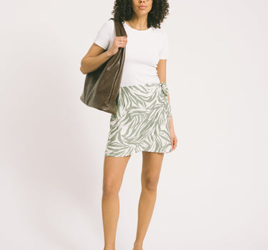 TILTIL Celine Wrap Skirt Green White Zebra Print - Things I Like Things I Love