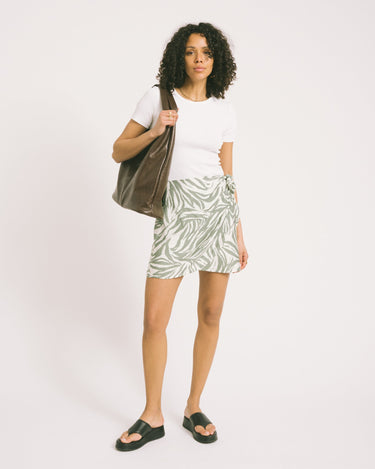 TILTIL Celine Wrap Skirt Green White Zebra Print - Things I Like Things I Love