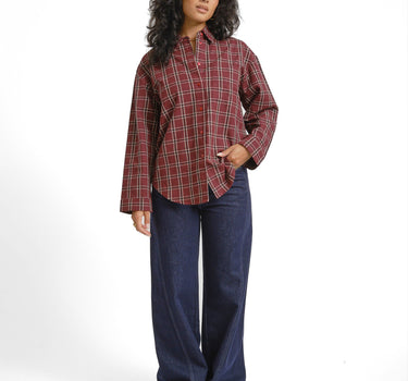 TILTIL Checkered Quinty Blouse Bordeaux - Things I Like Things I Love