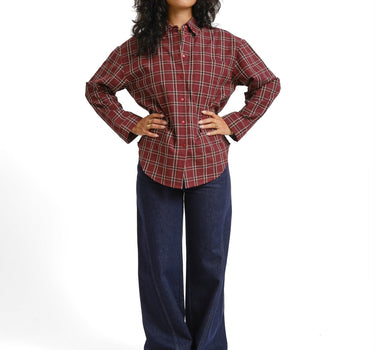 TILTIL Checkered Quinty Blouse Bordeaux - Things I Like Things I Love