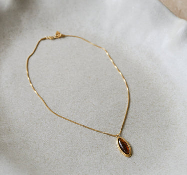 TILTIL Cindy Oval Gemstone Necklace Gold - Things I Like Things I Love