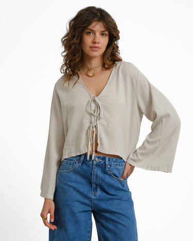 TILTIL Claire Linen Top Beige - Things I Like Things I Love