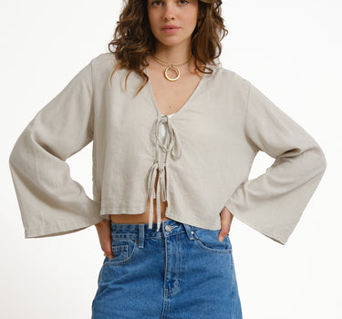 TILTIL Claire Linen Top Beige - Things I Like Things I Love