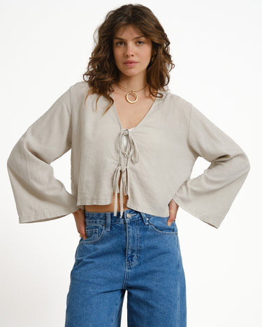TILTIL Claire Linen Top Beige - Things I Like Things I Love