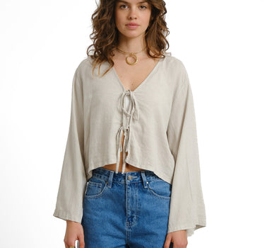 TILTIL Claire Linen Top Beige - Things I Like Things I Love