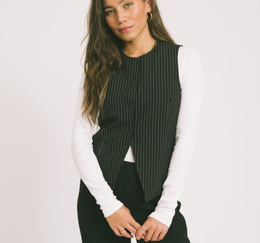 TILTIL Dana Gilet Black Pinstripe - Things I Like Things I Love