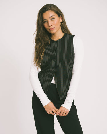 TILTIL Dana Gilet Black Pinstripe - Things I Like Things I Love