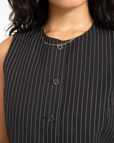 TILTIL Dana Gilet Black Pinstripe - Things I Like Things I Love