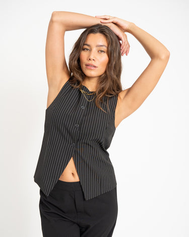 TILTIL Dana Gilet Black Pinstripe - Things I Like Things I Love