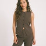 TILTIL Dana Gilet Brown Pinstripe - Things I Like Things I Love