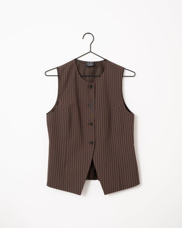 TILTIL Dana Gilet Brown Pinstripe - Things I Like Things I Love