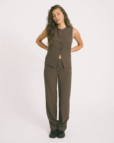 TILTIL Dana Pantalon Brown Pinstripe - Things I Like Things I Love