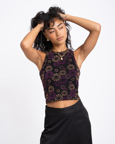 TILTIL Dani Top Black Flower Pink Gold - Things I Like Things I Love