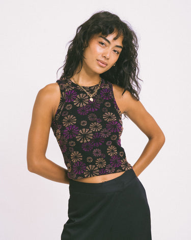 TILTIL Dani Top Black Flower Pink Gold - Things I Like Things I Love