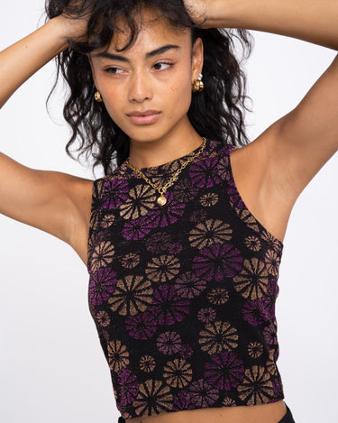 TILTIL Dani Top Black Flower Pink Gold - Things I Like Things I Love