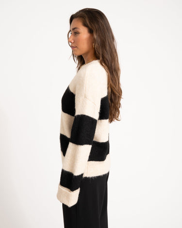 TILTIL Dee Oversized Striped Pullover Beige - Things I Like Things I Love