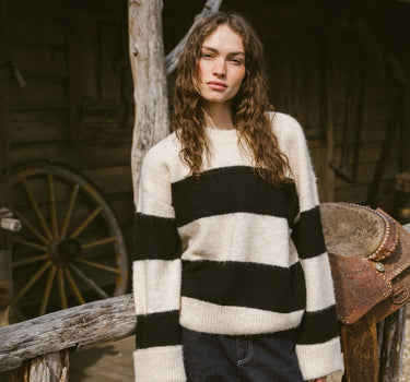 TILTIL Dee Oversized Striped Pullover Beige - Things I Like Things I Love