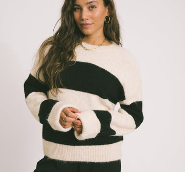 TILTIL Dee Oversized Striped Pullover Beige - Things I Like Things I Love