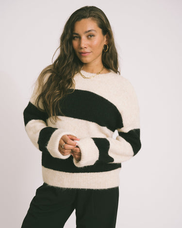 TILTIL Dee Oversized Striped Pullover Beige - Things I Like Things I Love