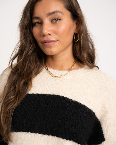 TILTIL Dee Oversized Striped Pullover Beige - Things I Like Things I Love