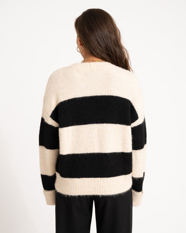 TILTIL Dee Oversized Striped Pullover Beige - Things I Like Things I Love