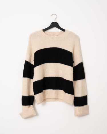 TILTIL Dee Oversized Striped Pullover Beige - Things I Like Things I Love