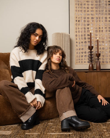 TILTIL Dee Oversized Striped Pullover Beige - Things I Like Things I Love