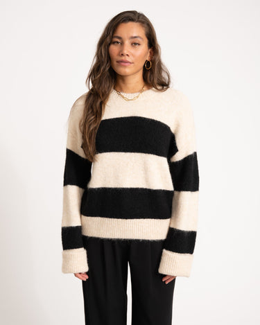 TILTIL Dee Oversized Striped Pullover Beige - Things I Like Things I Love