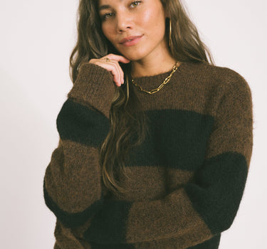 TILTIL Dee Oversized Striped Pullover Brown - Things I Like Things I Love