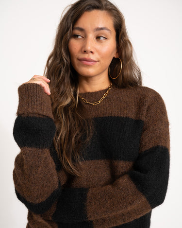 TILTIL Dee Oversized Striped Pullover Brown - Things I Like Things I Love
