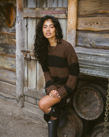 TILTIL Dee Oversized Striped Pullover Brown - Things I Like Things I Love